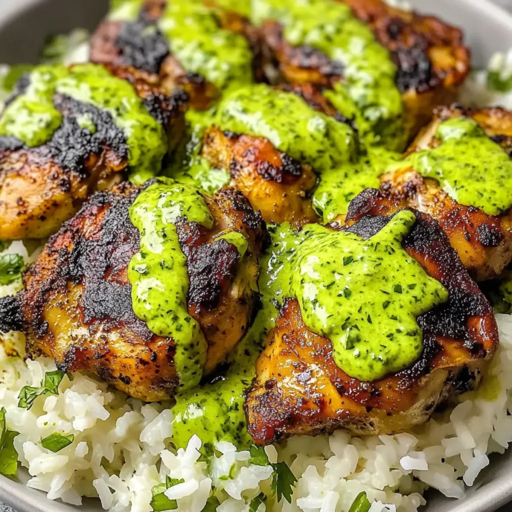 Peruanisches Huhn Reis grüne Sauce