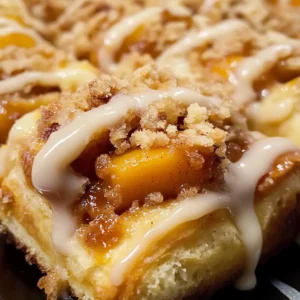 Pfirsich-Cobbler-Zimtrollen mit Streuseln