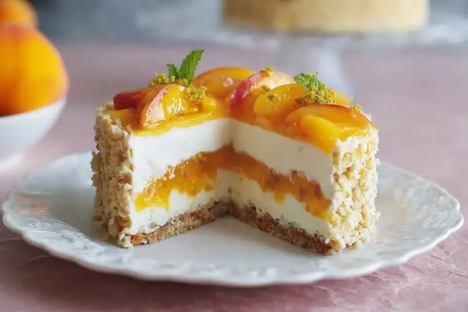 Pfirsich-Maracuja Torte ohne Backen – fruchtig & cremig