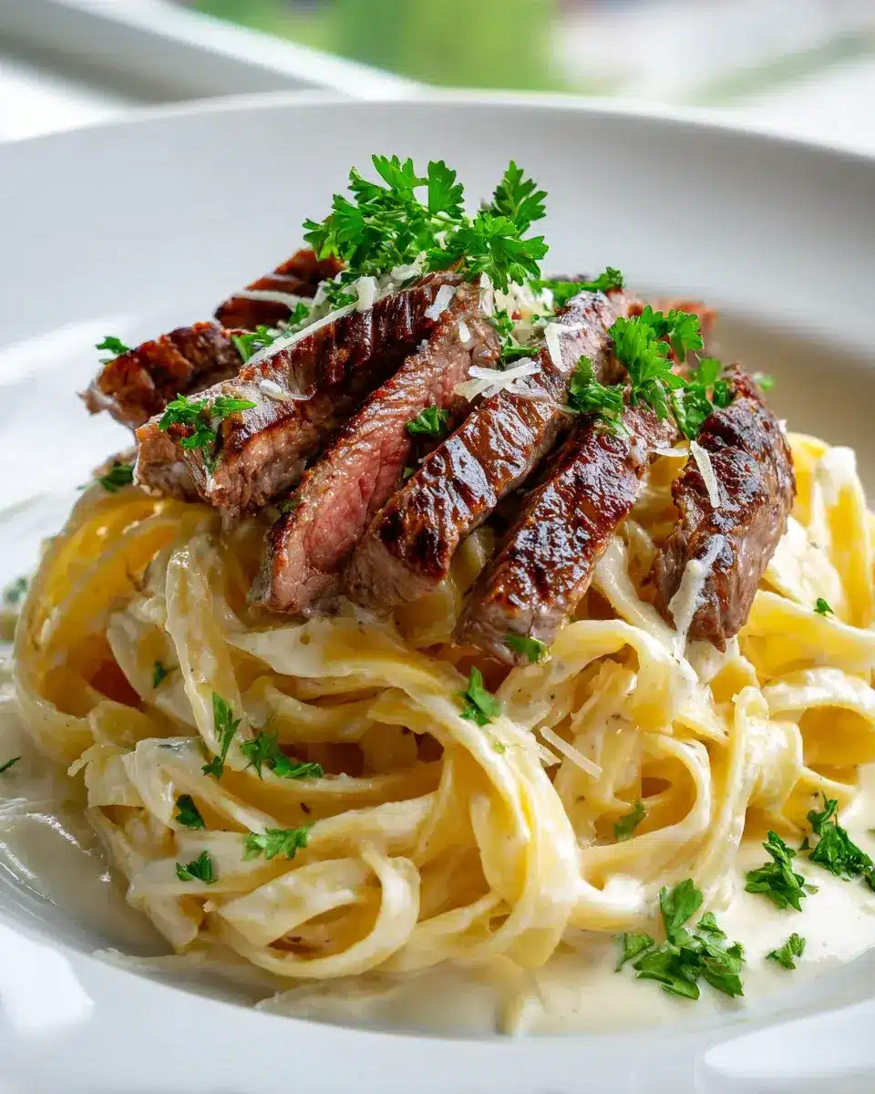Pikantes Steak Gorgonzola Alfredo Mit Cremiger Parmesan Sose