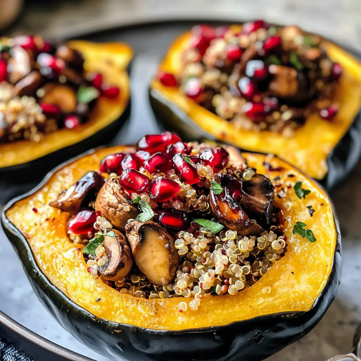Pilz Quinoa gefüllter Eichelkürbis