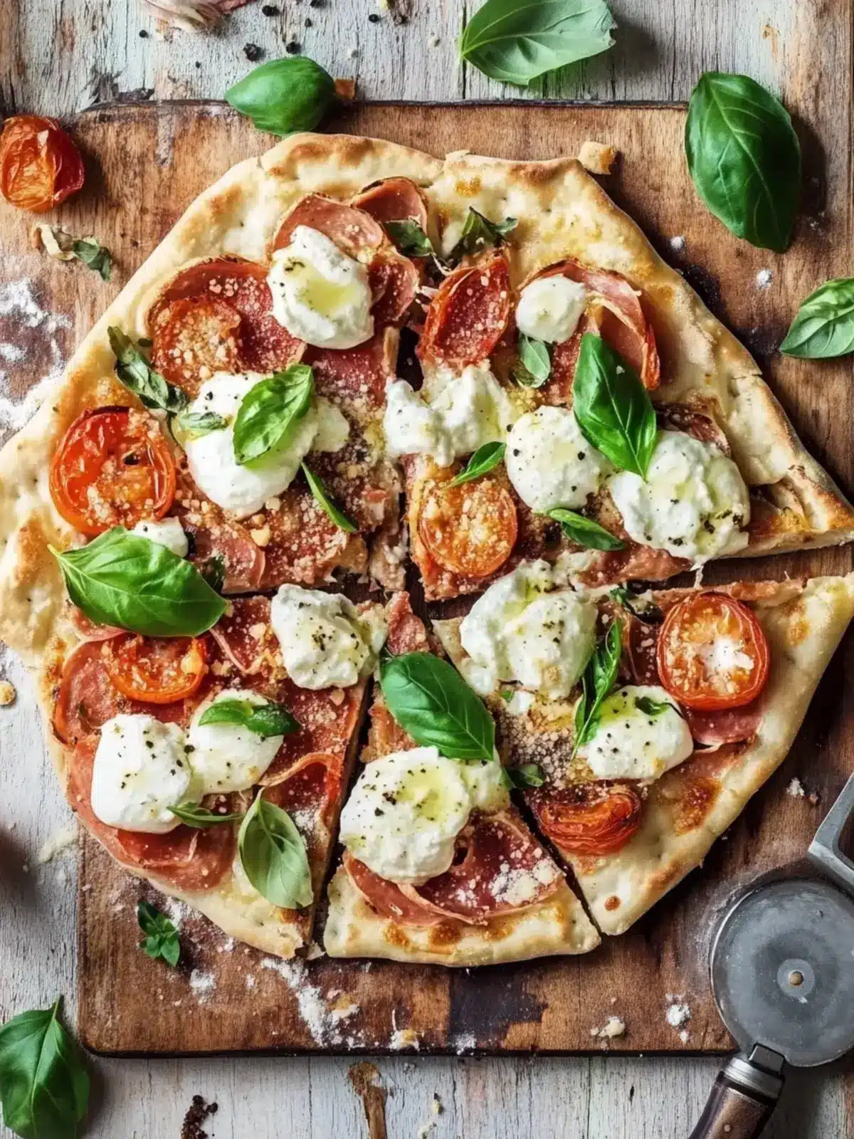 Pinsa mit Feigen Büffelmozzarella Schinken