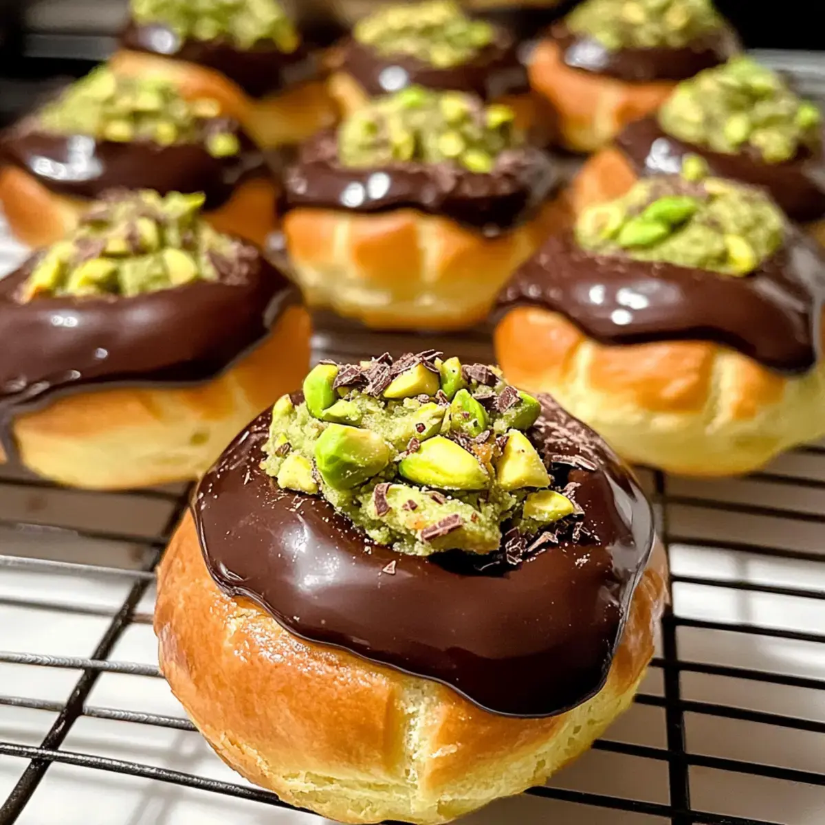 Pistazien Schokoladen Choux Buns