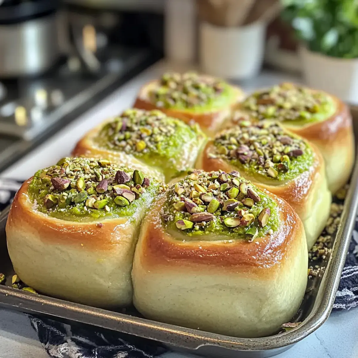 Pistaziencreme-Rollen sizilianischer Brioche-Teig