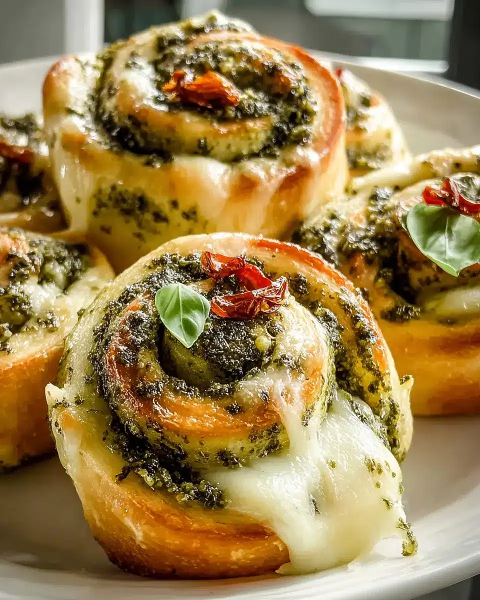 Pizzaschnecken mit Pesto und Mozzarella
