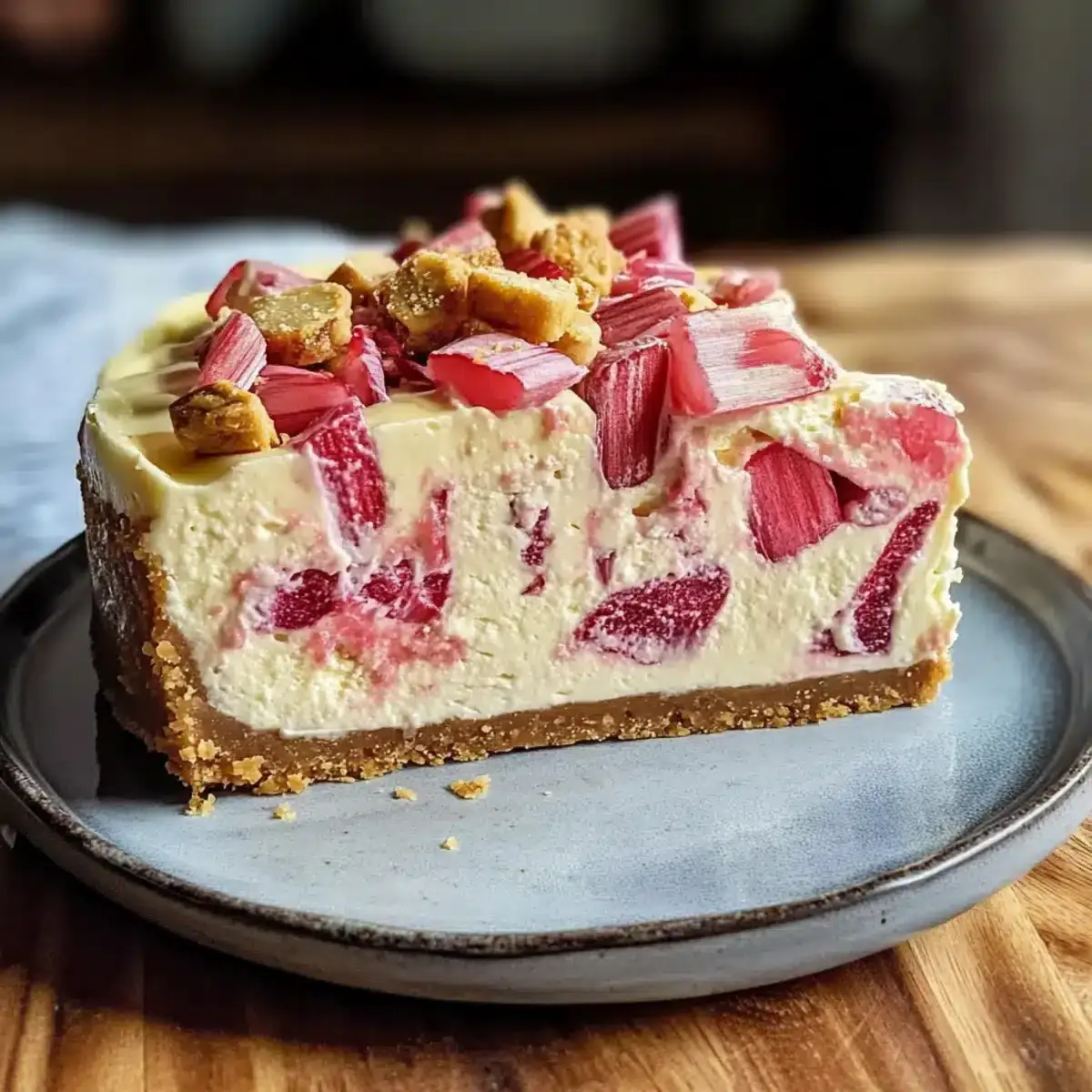 Reichweiße Schokolade Rhabarber Käsekuchen