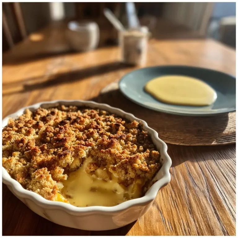 Rhabarber Crumble Vanillesauce