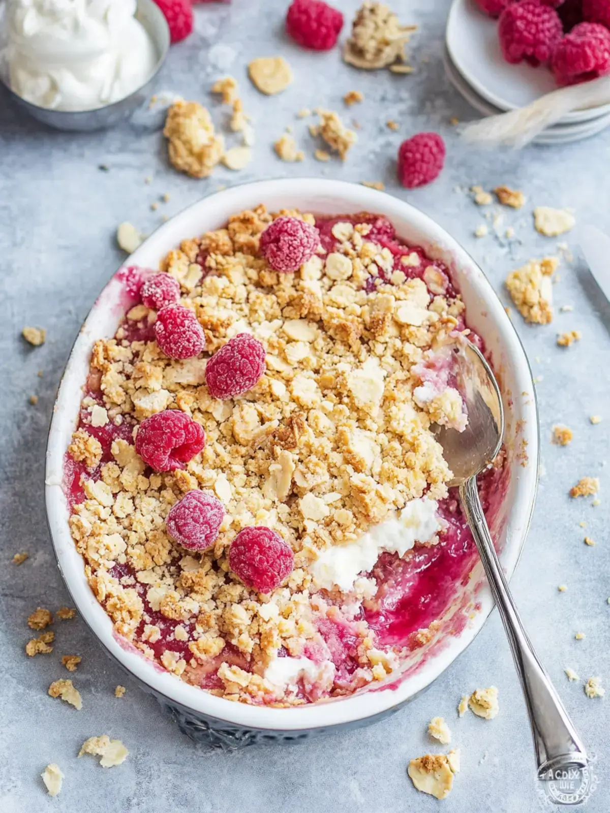 Rhabarber-Crumble mit Knusperstreuseln