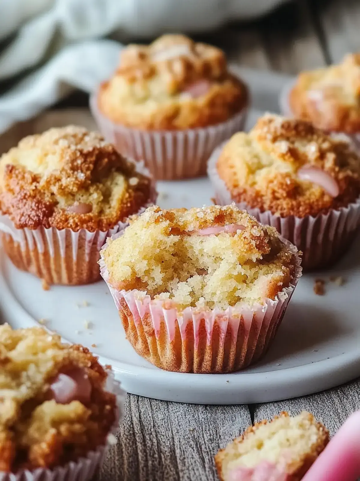 Rhabarber-Muffins mit Vanillestreuseln