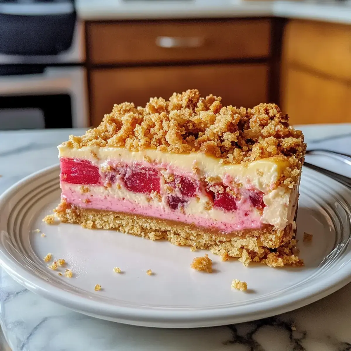 Rhabarber Streuselkuchen Cheesecake