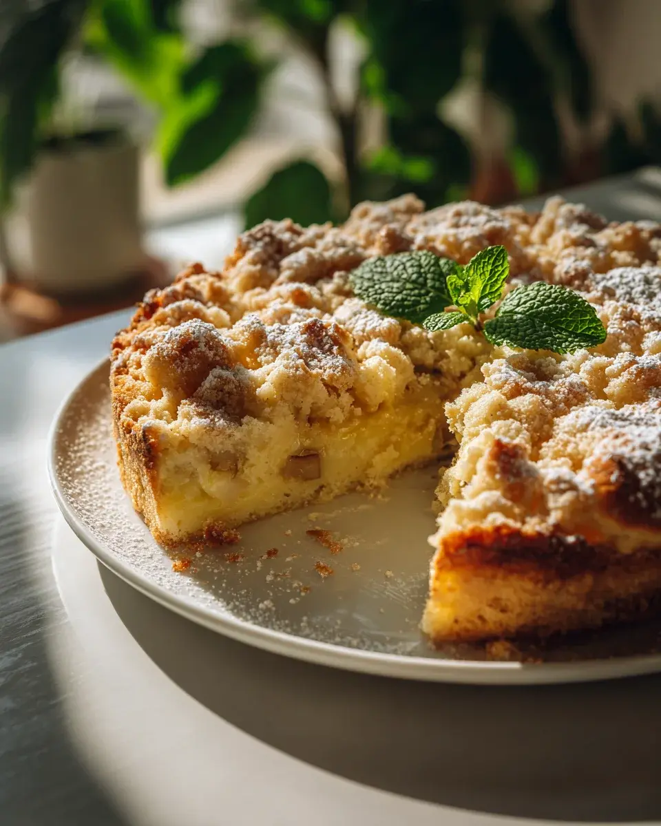Rhabarber Streuselkuchen mit Pudding