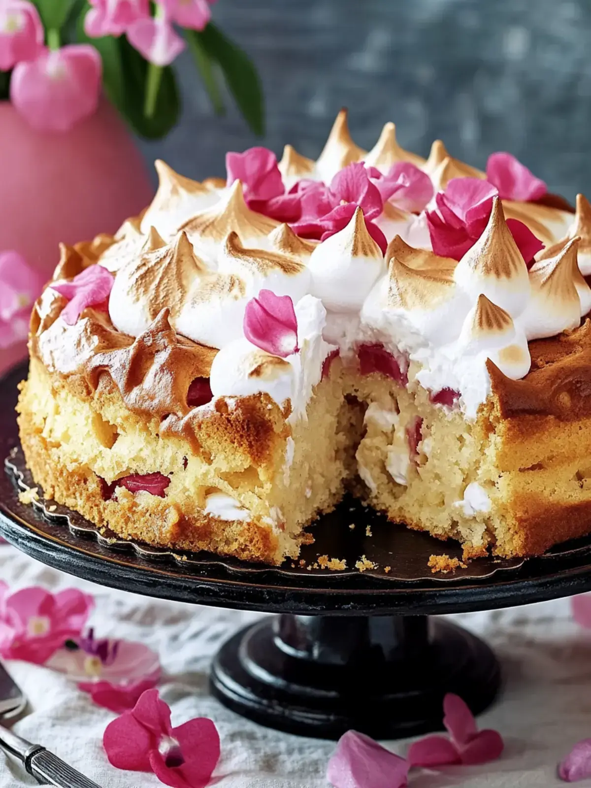 Rhabarberkuchen mit Baiserhaube
