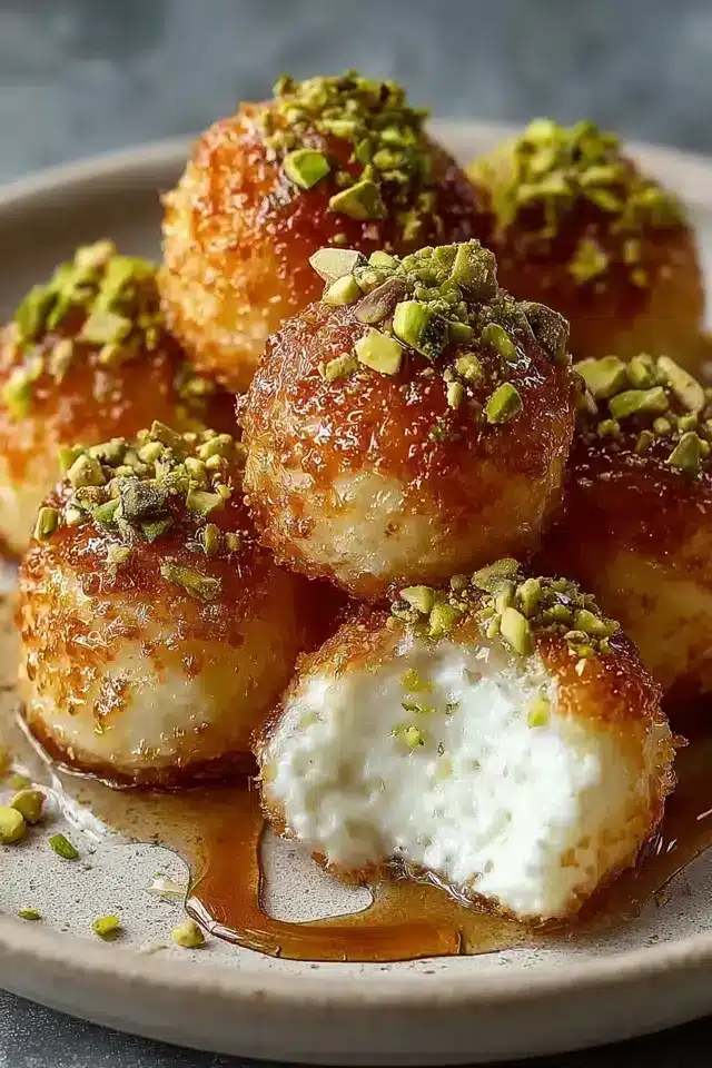 Ricotta Pistachio Honey Bites