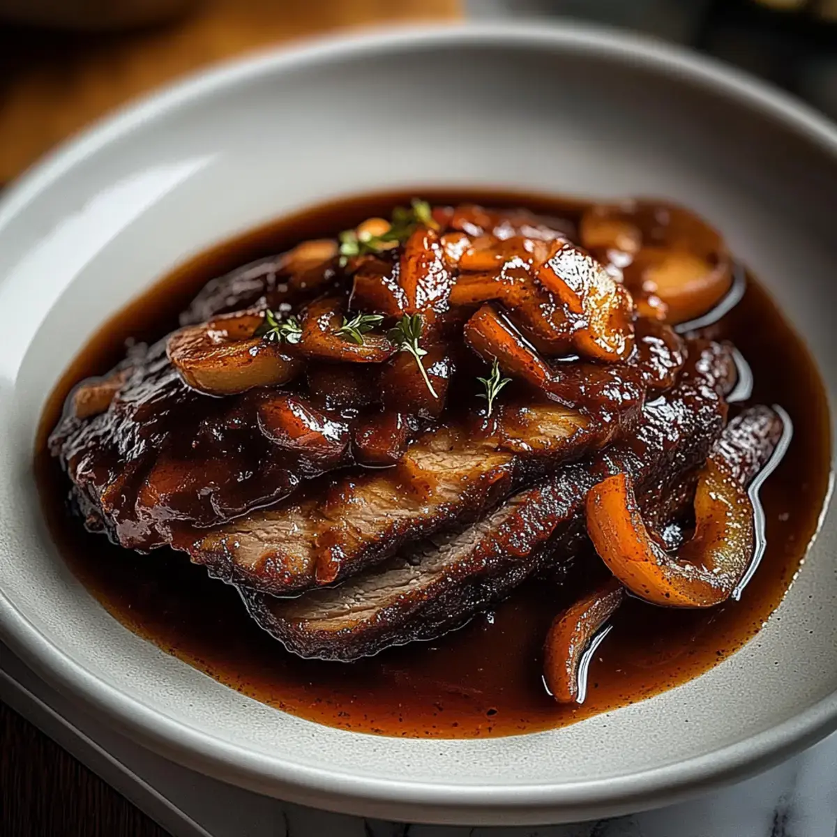 Rinderbrust Balsamico Zwiebelsauce