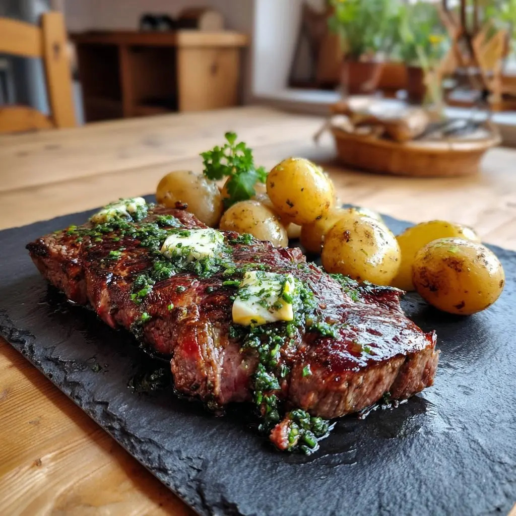 Rinderhüftsteak mit Radieschen-Schnittlauch-Butter und neuen Kartoffeln mit Kerbel – LNNRW