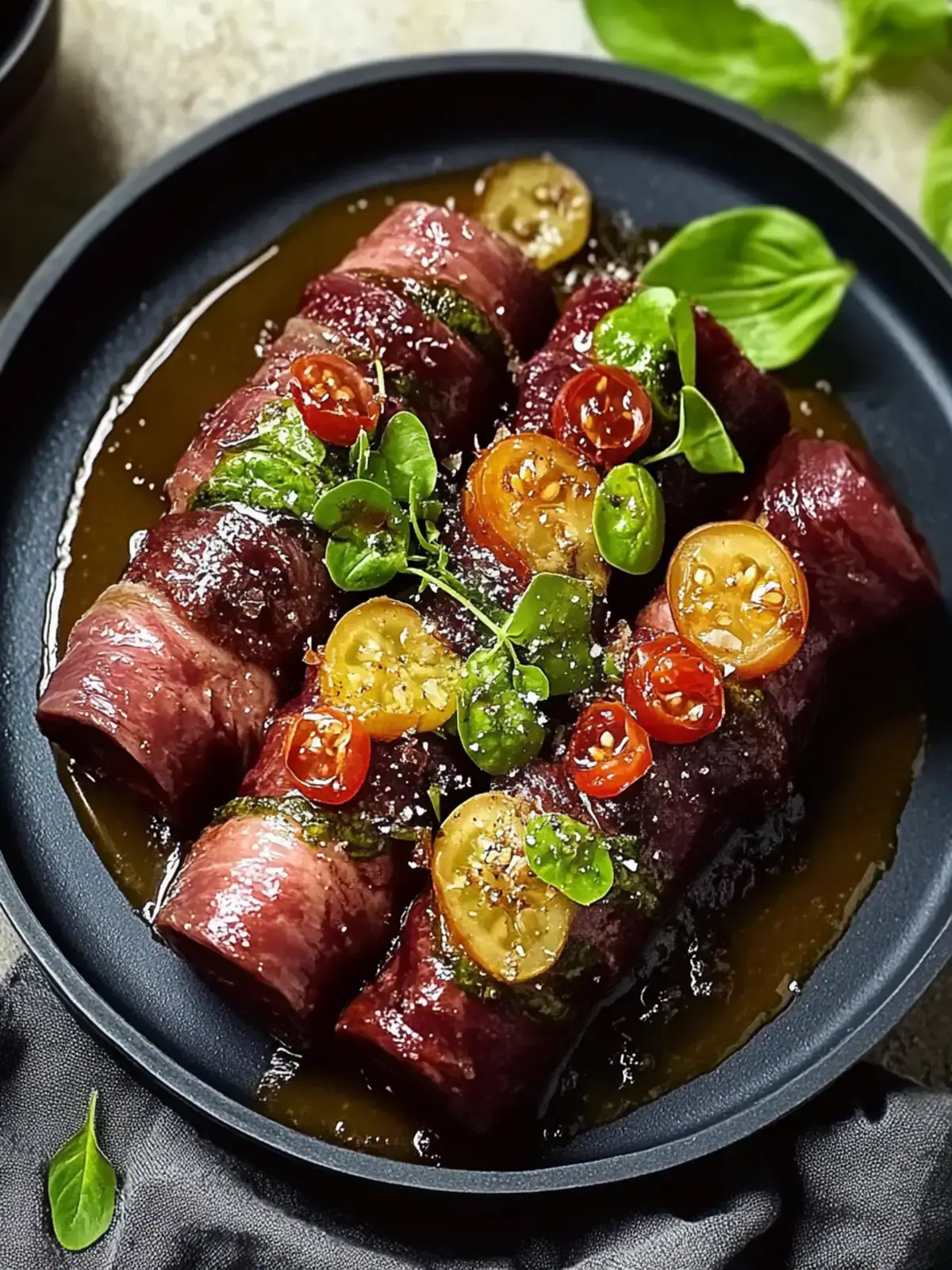 Rinderrouladen mit Speck und Gurke