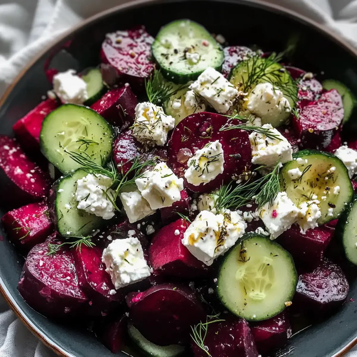 Rote-Bete-Salat mit Feta Gurken und Dill