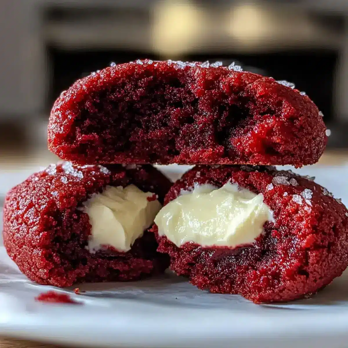 Rote Samt Daumenabdruck Plätzchen