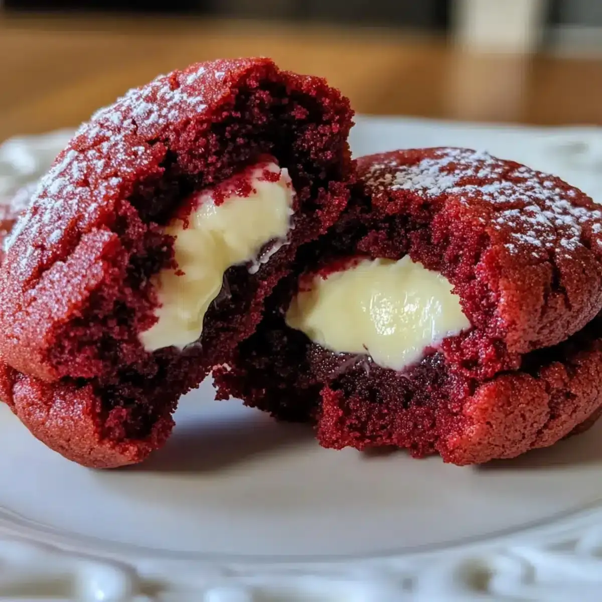 Rote Samt Daumenabdruck Plätzchen