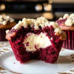 Rote Samtmuffins mit Frischkysefyllung