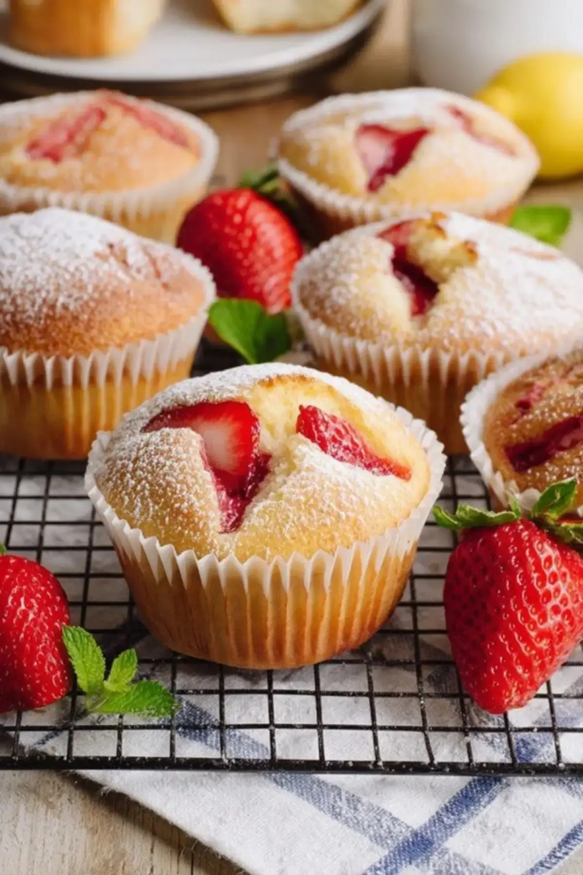 Saftige Erdbeer Muffins mit Zitrone und Vanille