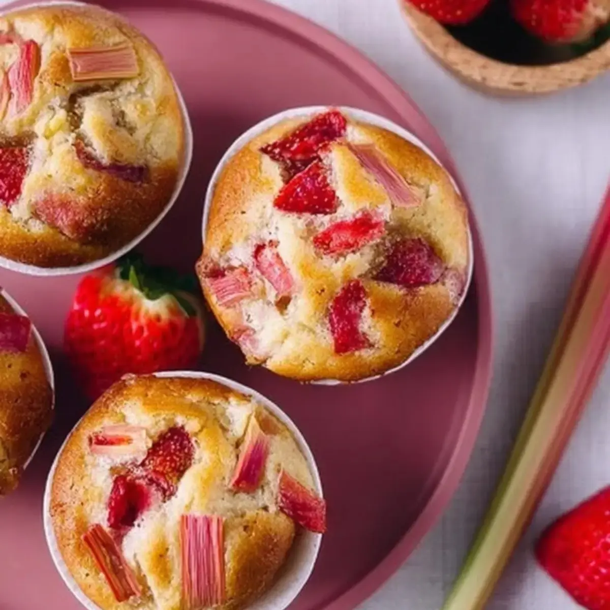 Saftige Erdbeer Rhabarber Muffins 2