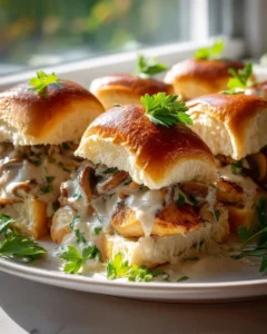 Saftige Hähnchen-Pilz Sliders mit fluffigen Brötchen
