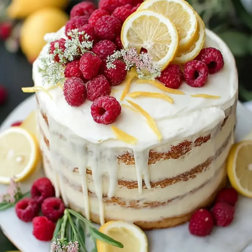 Saftige Zitronen Himbeer Torte