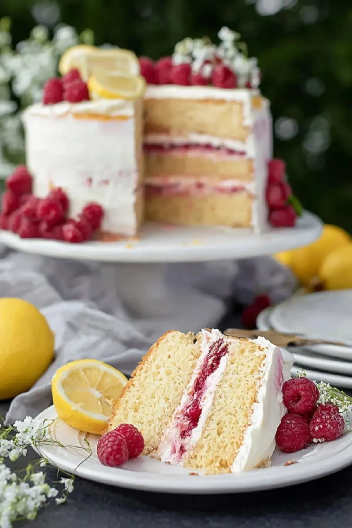 Saftige Zitronen Himbeer Torte