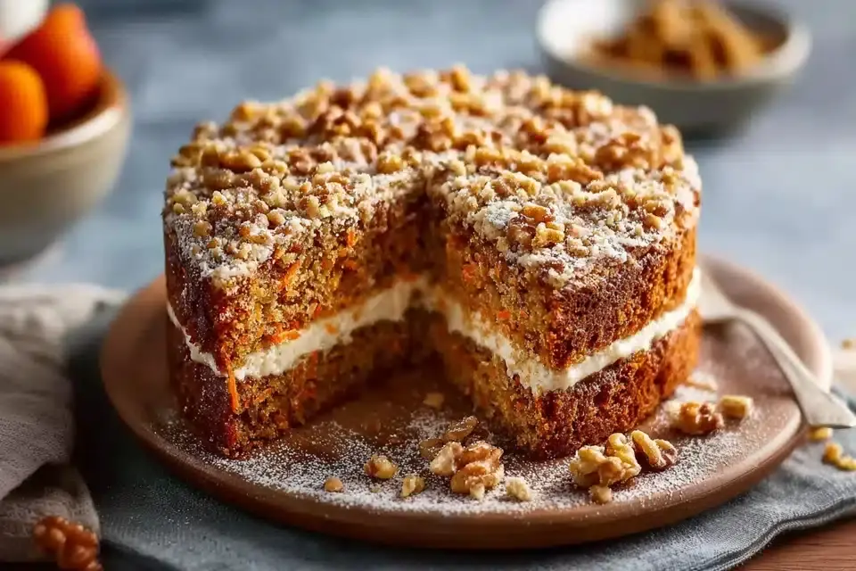 Saftiger Karottenkuchen mit Frischkäse-Creme
