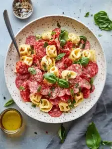 Salami-Mozzarella Tortellini Nudelsalat
