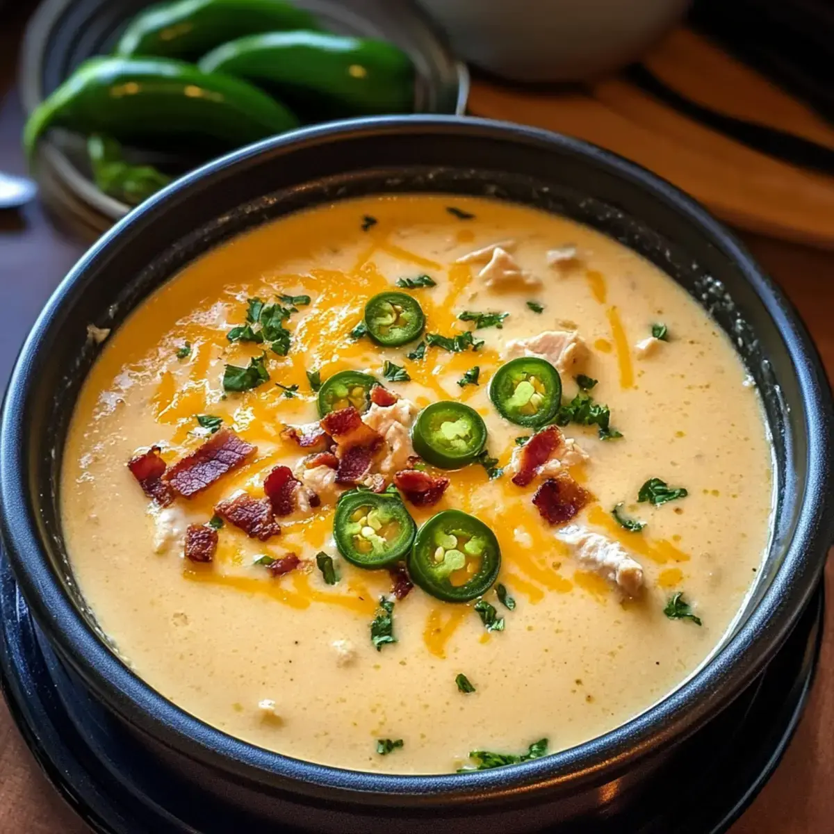 Scharfe Jalapeño-Popper-Hühnchen-Suppe