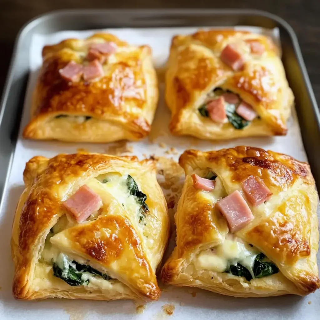 Einfache Schinken Käse & Spinat Puffs für ein köstliches Brunch