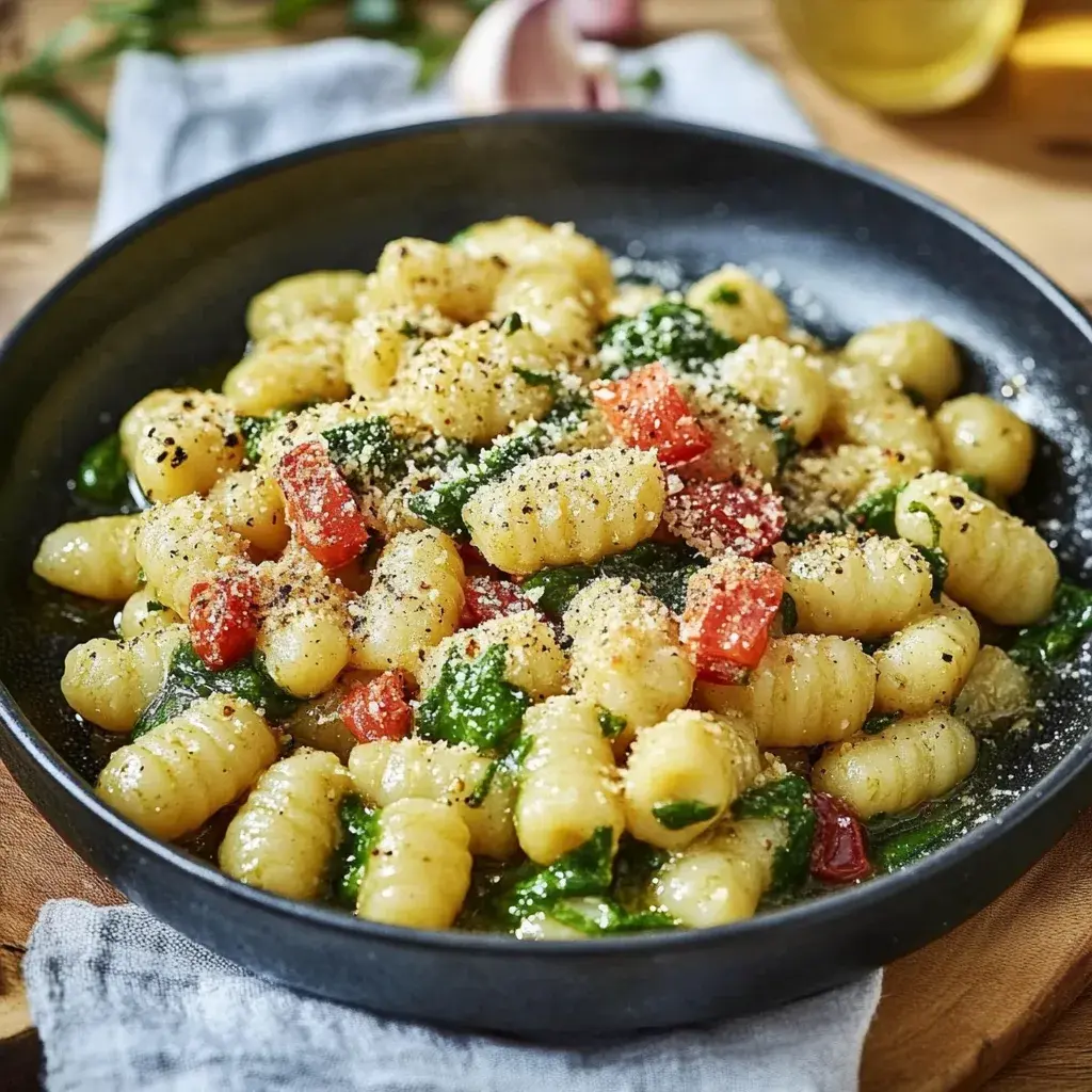 Schnelle Gnocchi-Pfanne grüner Spargel
