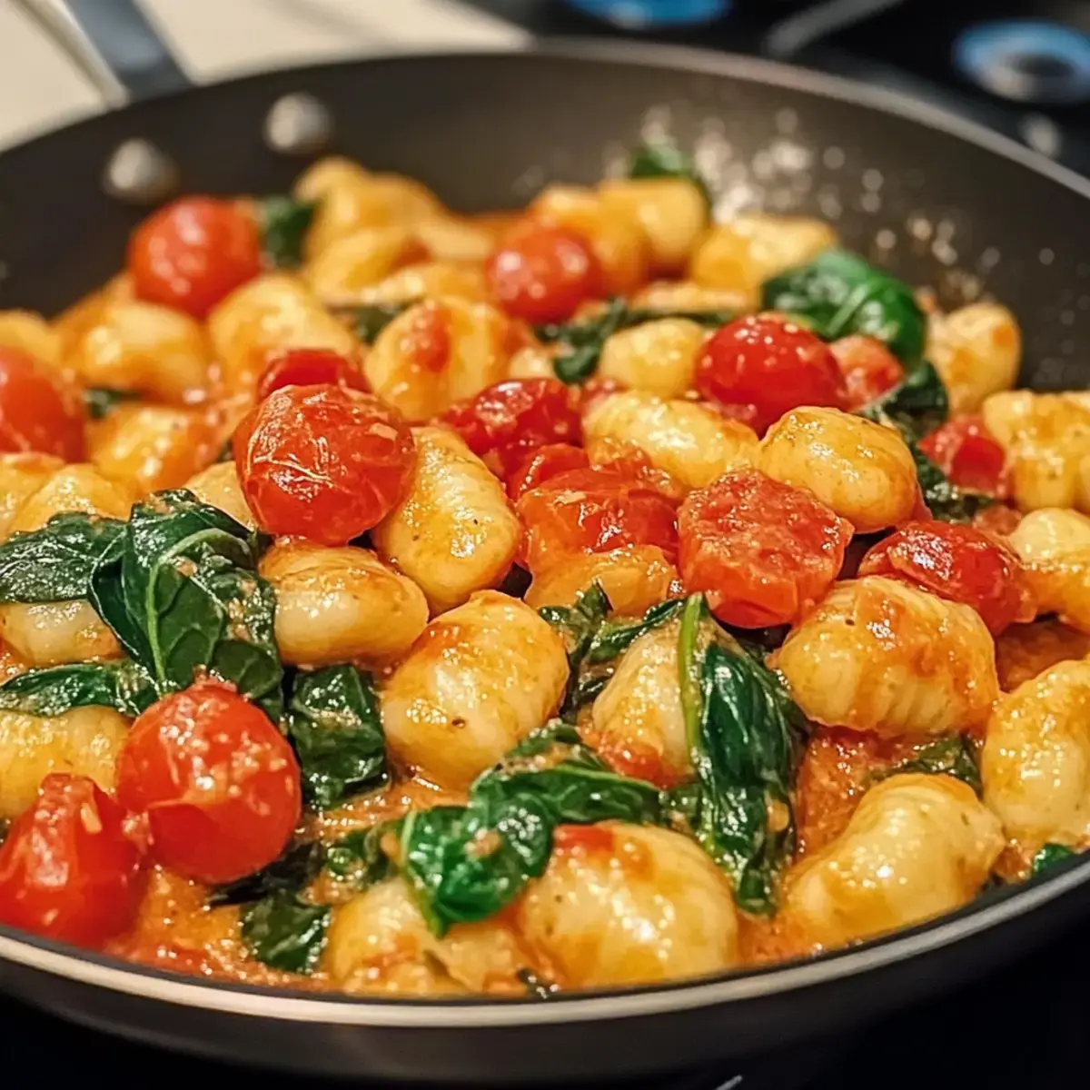 Schnelle Gnocchi-Pfanne mit Tomate & Spinat