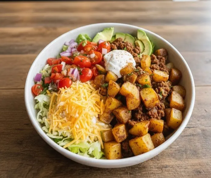 Schnelle Kartoffel Taco Schüssel