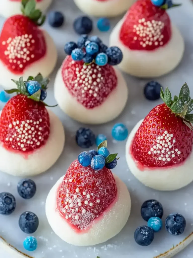 Schnelles Dessert Rot Weiß Blau Erdbeeren