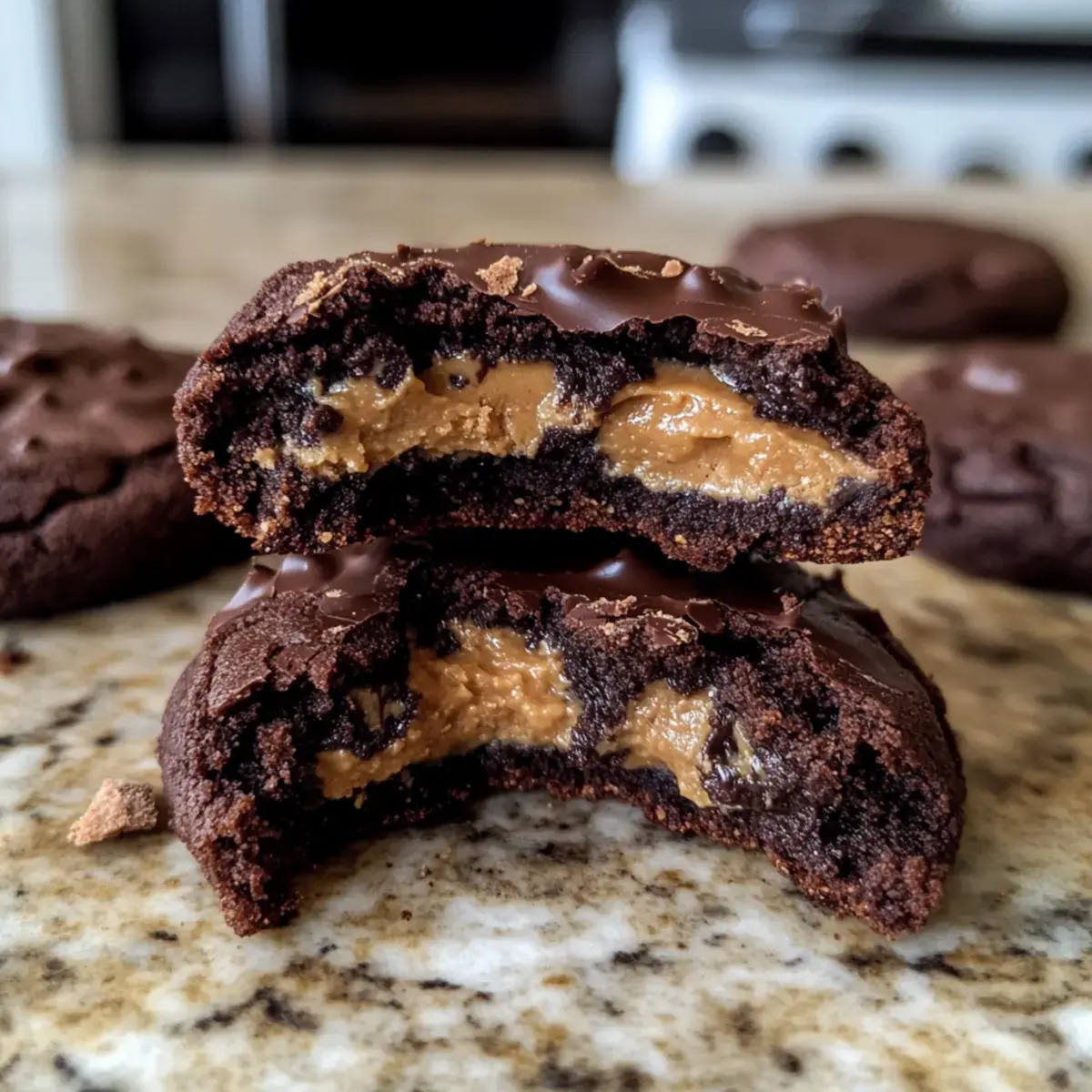 Schokoladen Erdnussbutter gefüllte Kekse