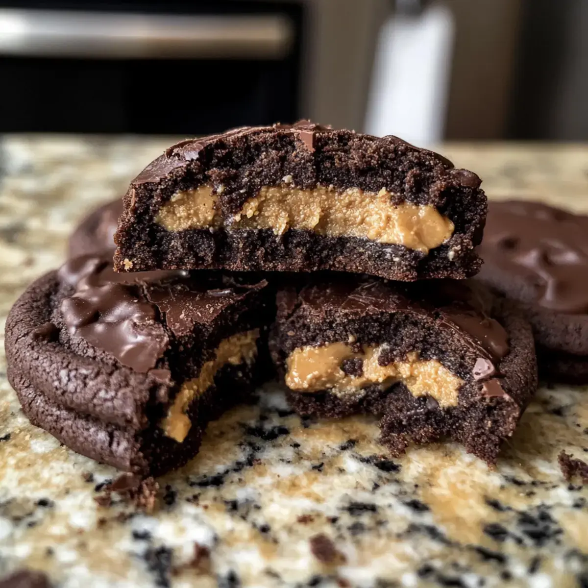 Schokoladen Erdnussbutter gefyllte Kekse