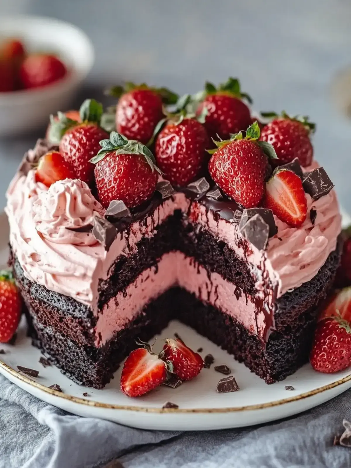 Schokoladenhülle-Kuchen mit Erdbeeren