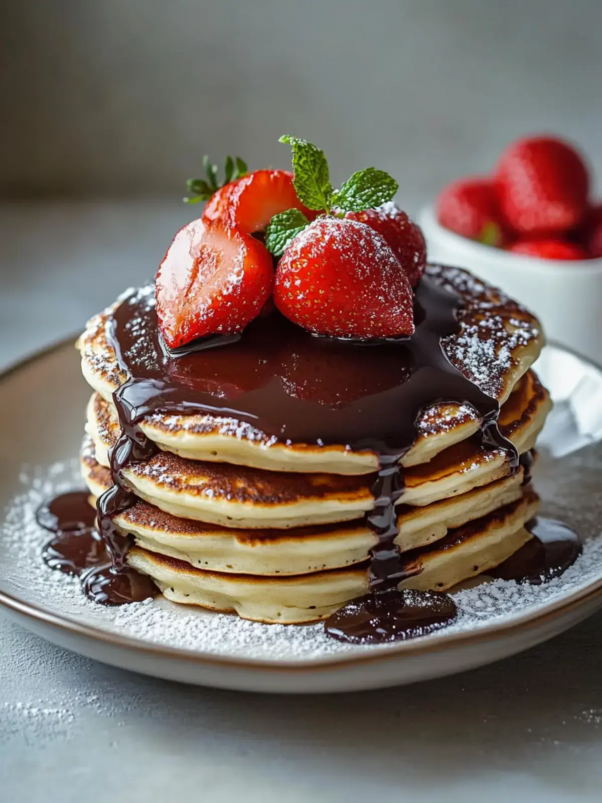 Schokowolke Pancake Stapel mit Schokoladenglasur Rezept