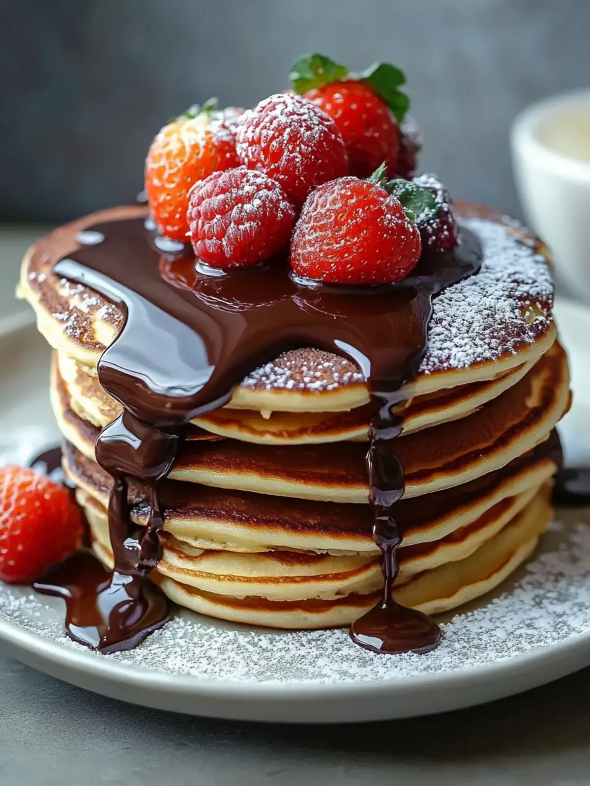 Schokowolke Pancake Stapel mit Schokoladenglasur Rezept