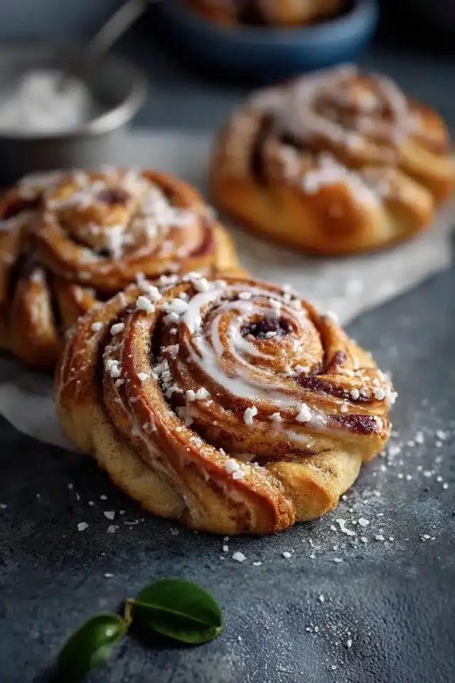 Schwedische Zimtschnecken mit Heidelbeeren