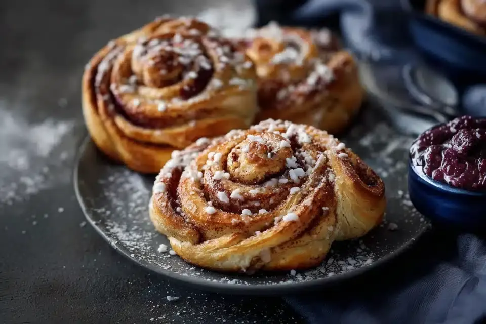 Schwedische Zimtschnecken mit Heidelbeeren
