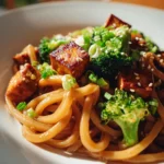 Sesame Tofu Broccoli Udon Nudeln