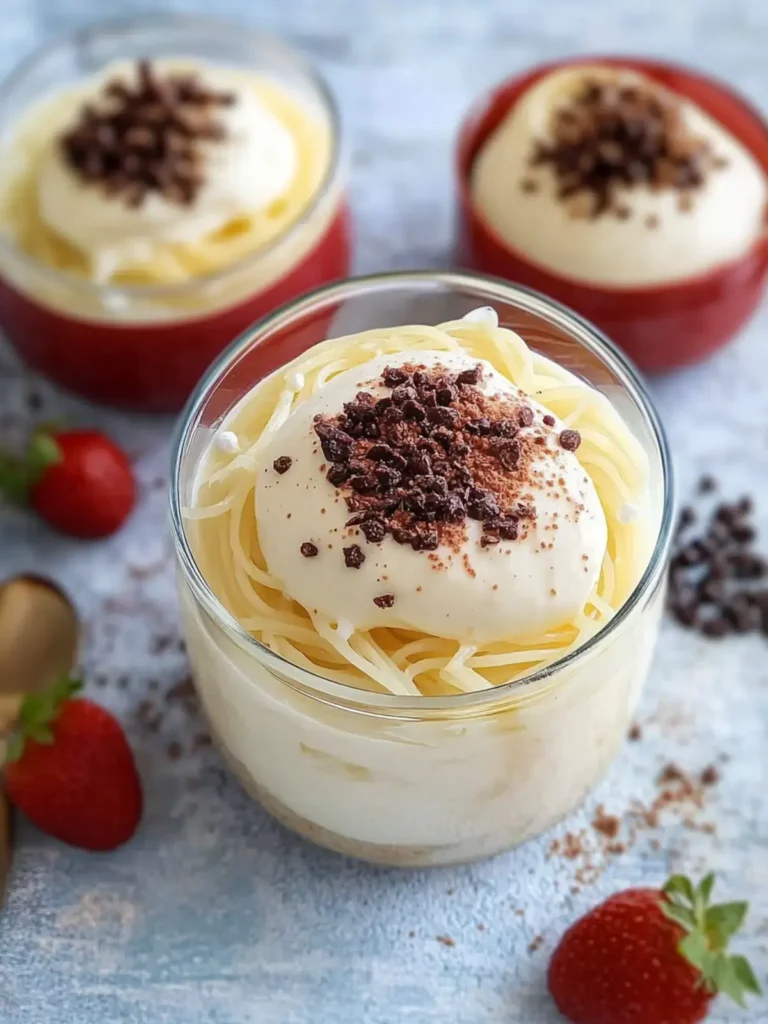 Spaghetti-Eis im Glas