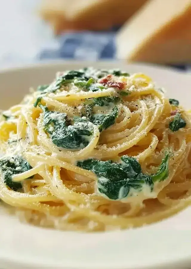 Spaghetti mit Spinat Frischkäse Sauce