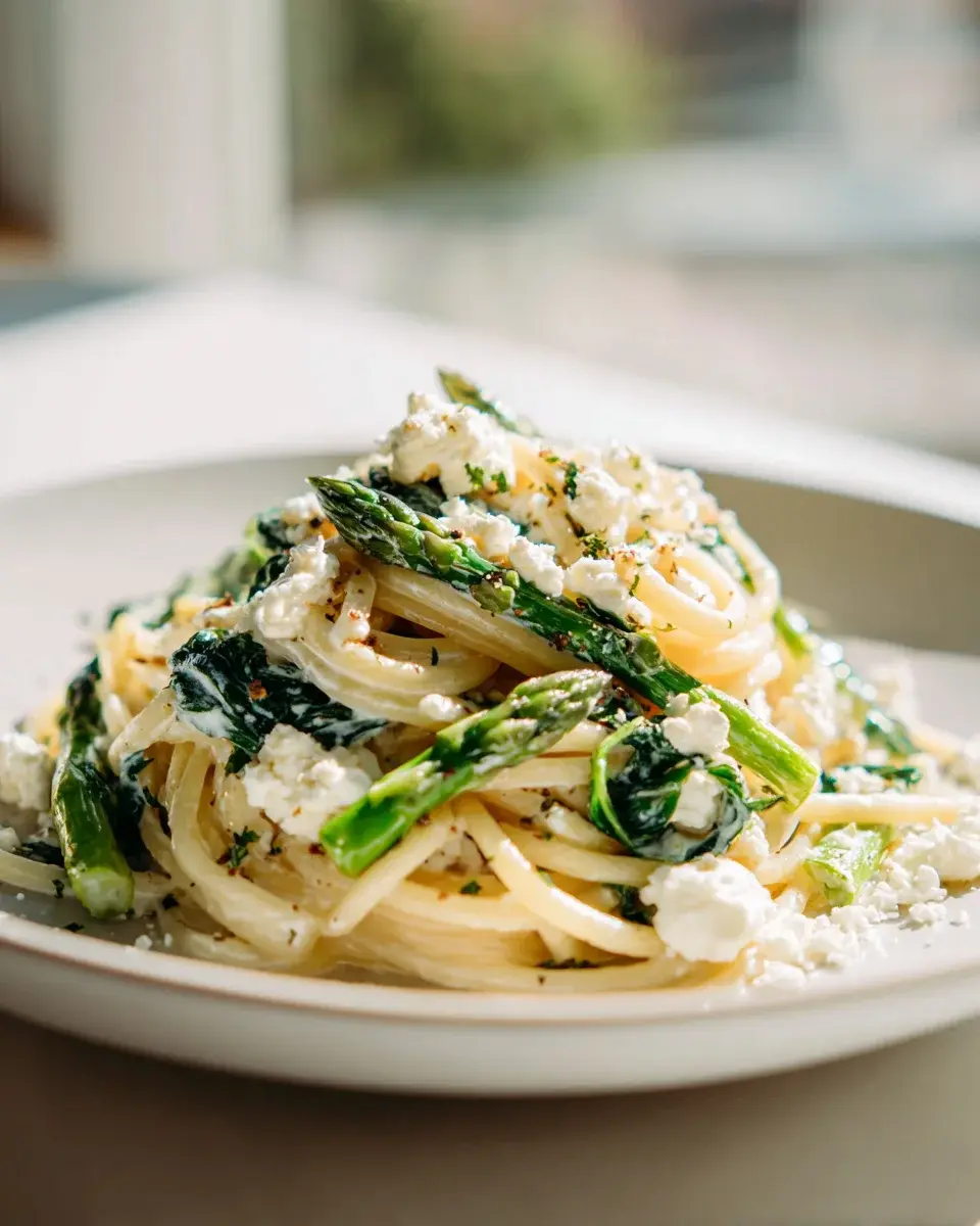 Spargel Pasta Spinat Feta