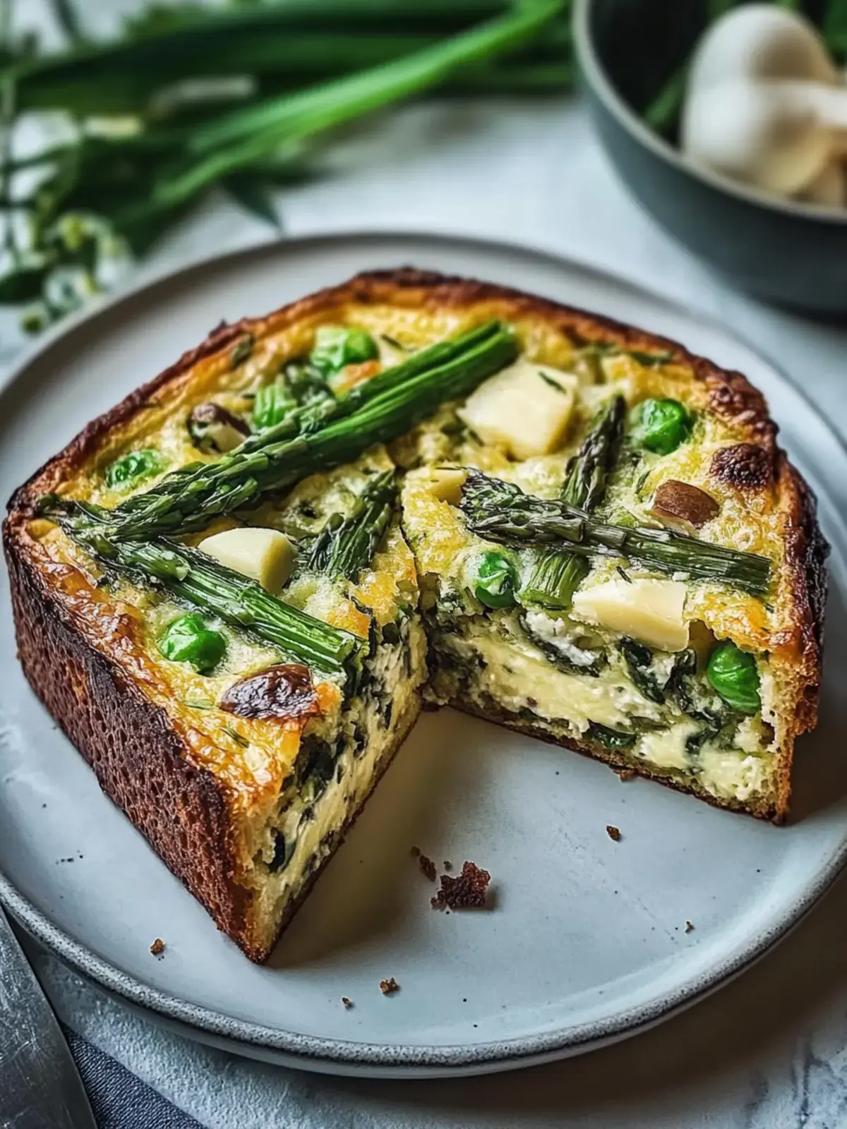 Spargel und Pilz Frittata Sauerteigbrot
