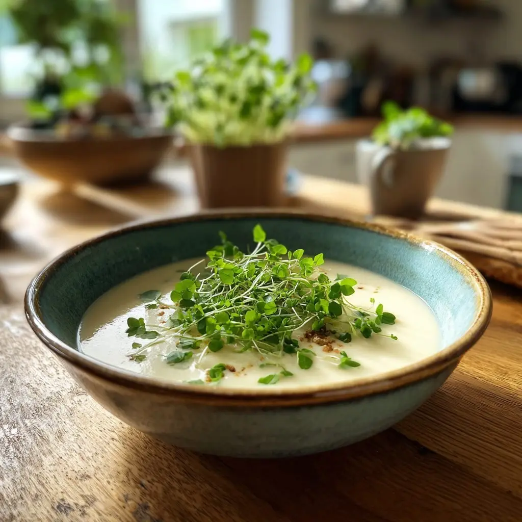 Spargelcremesuppe mit Kresse